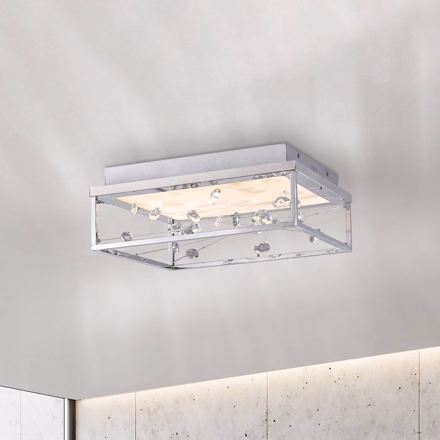Paul Neuhaus Plafoniera soffitto SKINA, dimmerabile, Cromo / Argento, Soggiorno / Sala da pranzo, Metallo, Moderno, Plafoniera