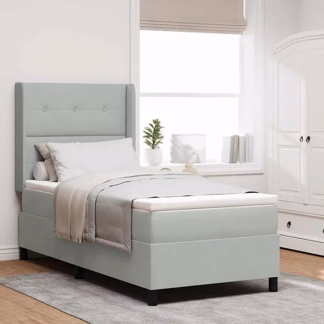 Letto a molle con testiera in velluto grigio vidaXL L/P: 200 x 90 cm