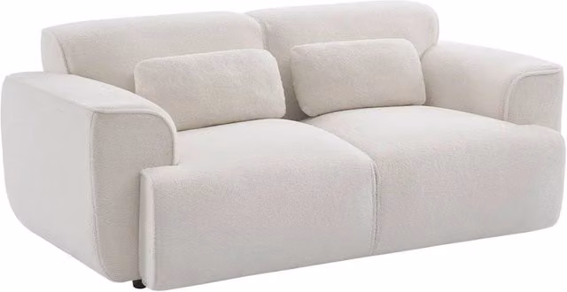 Divano in tessuto bouclé, 2 posti, crema