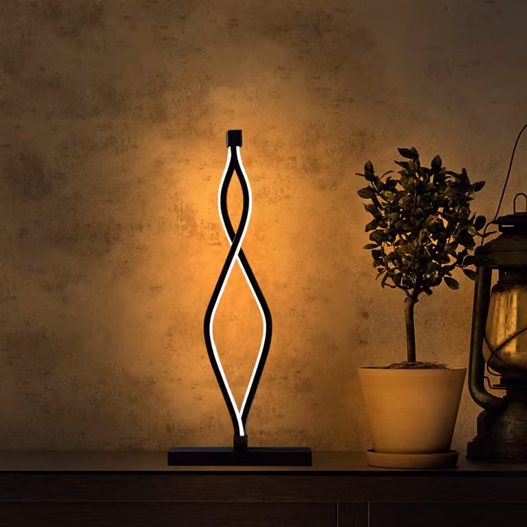 Opviq, Zozo - 13291, Lampada da tavolo, CORPO IN METALLO, nero, 20 x 12 x 48 cm