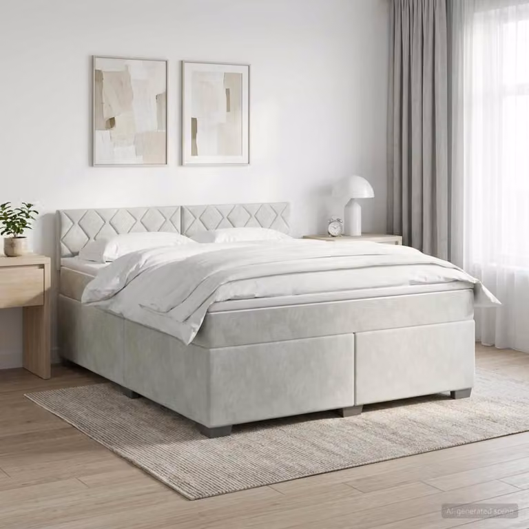 Maison Exclusive - Letto boxspring con materasso grigio chiaro 140 x 190 cm velluto