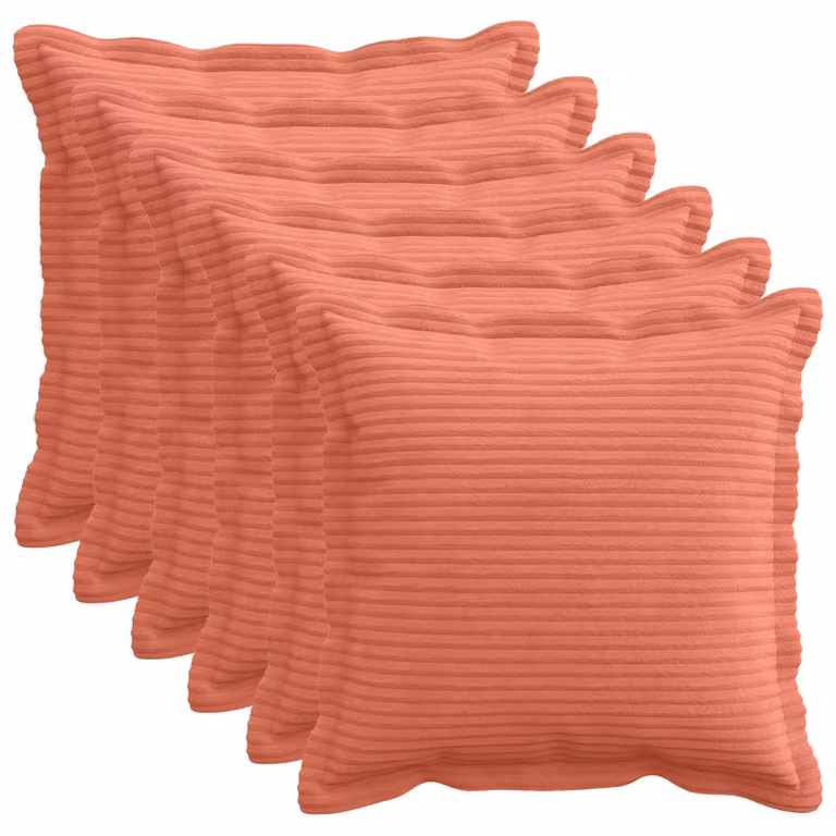 Set di 6 federe vidaXL HOUTEN in velluto a coste, Rosso Arancio, 30 x 30 cm