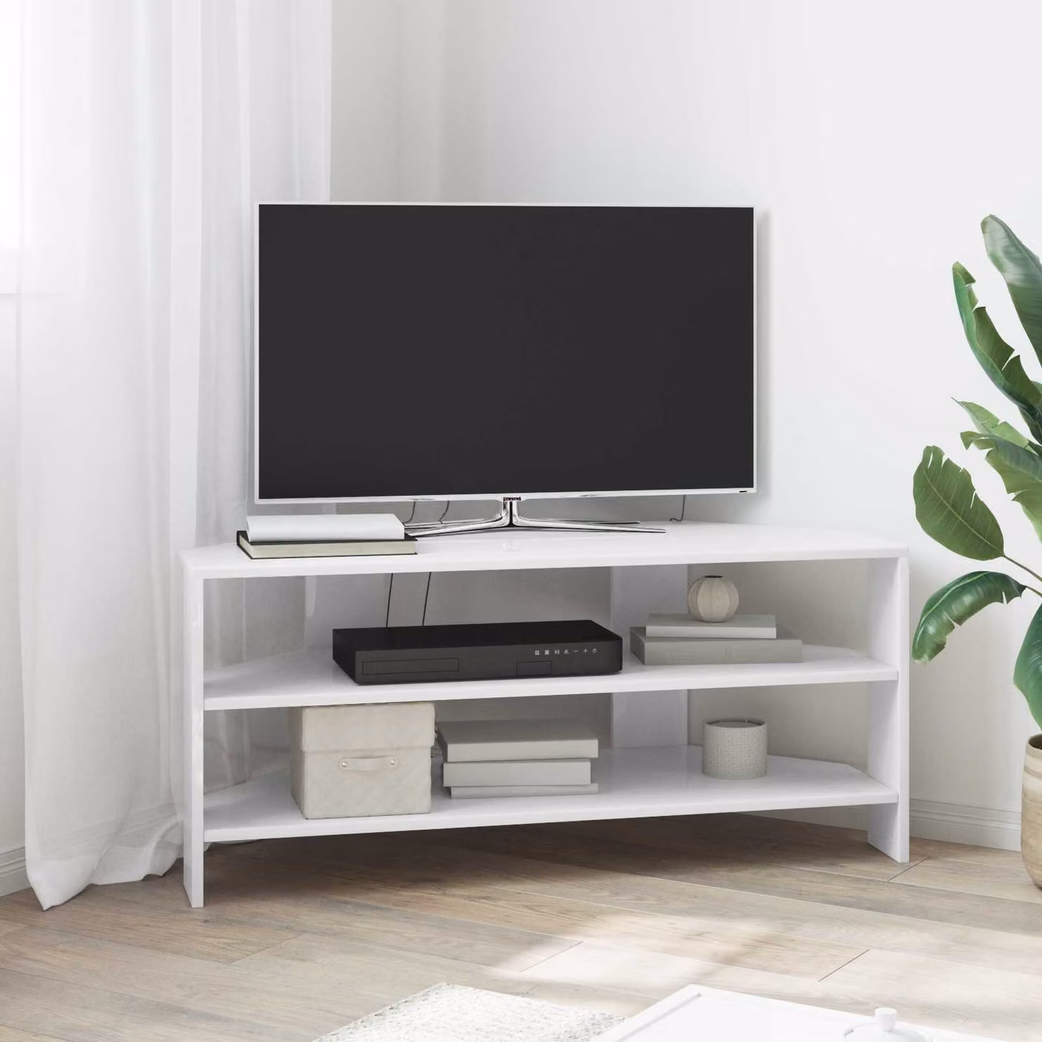 MobileTVAngolare vidaXL Bianco Lucido L/P/H: 100 x 40,5 x 45 cm