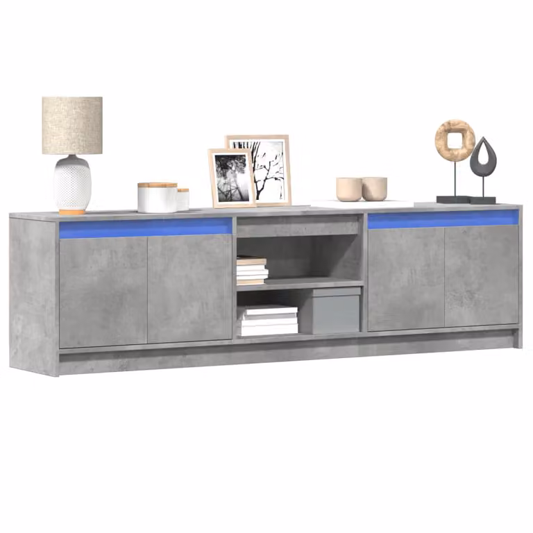 Mobile Porta TV vidaXL con Illuminazione LED Grigio Cemento, Design Minimalista in MDF, L 180 cm x P 50 cm x H 34 cm