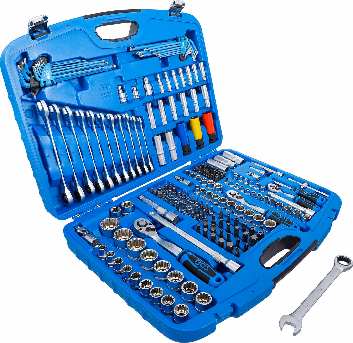 Set di chiavi a bussola BGS "Gear Lock" 6,3 mm (1/4") / 10 mm (3/8") / 12,5 mm (1/2") 218 pezzi - 2290