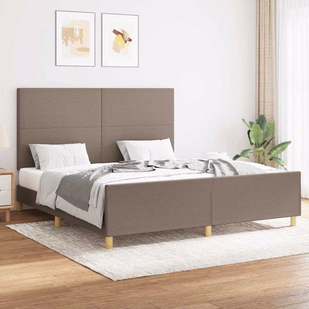 vidaXL Giroletto senza Materasso in Tessuto Tortora L/P/H: 160 x 200 x 128 cm