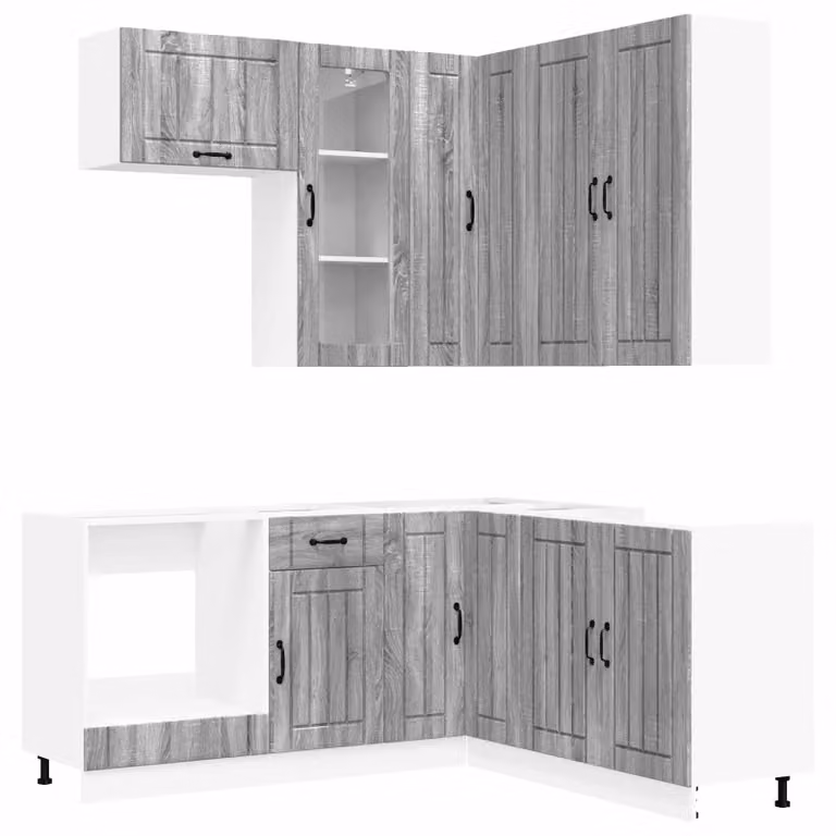 Set cucina LUCCA, 8 pezzi, grigio Sonoma, materiale simile al legno