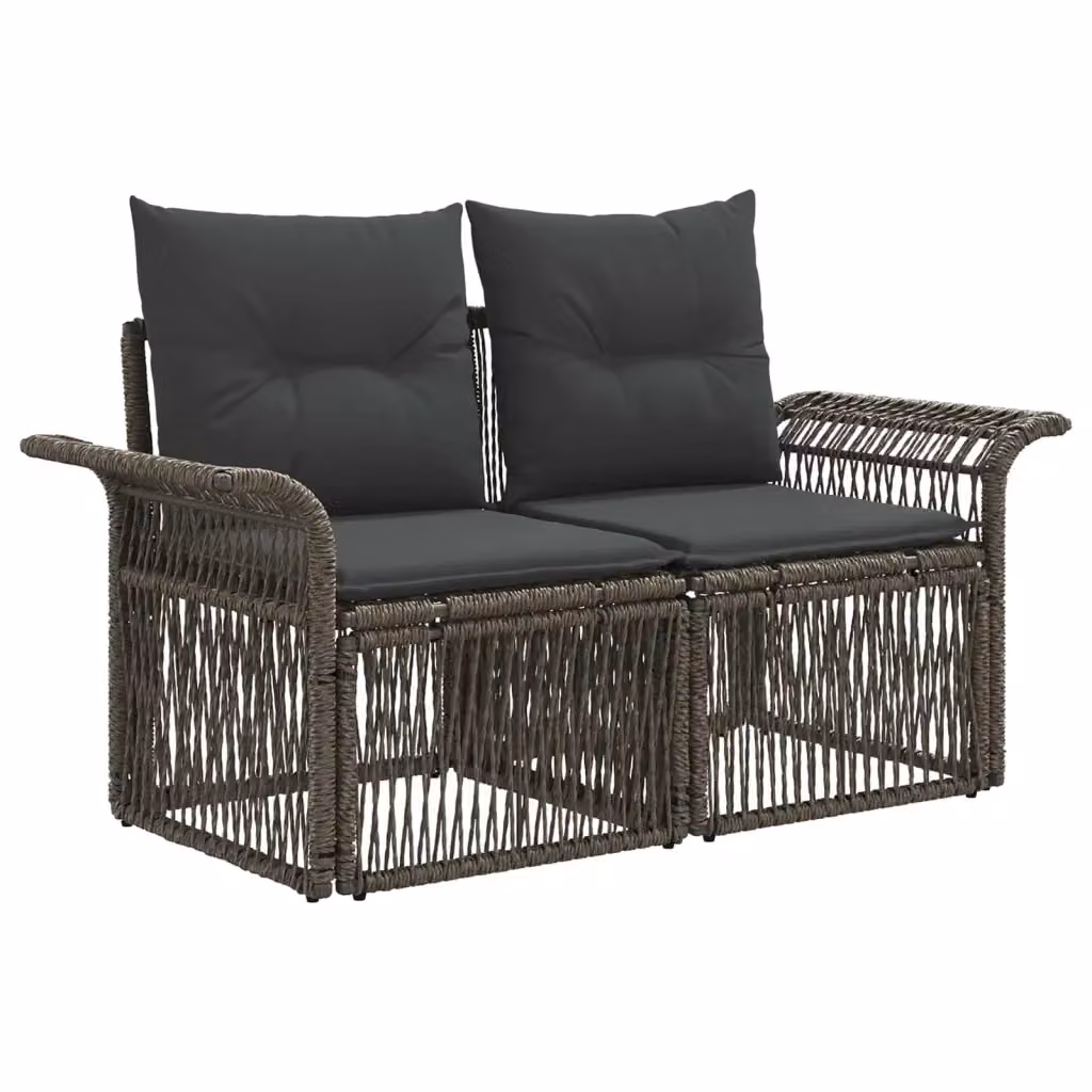 Divano da giardino a forma di U con cuscini vidaXL in polyrattan grigio – 2