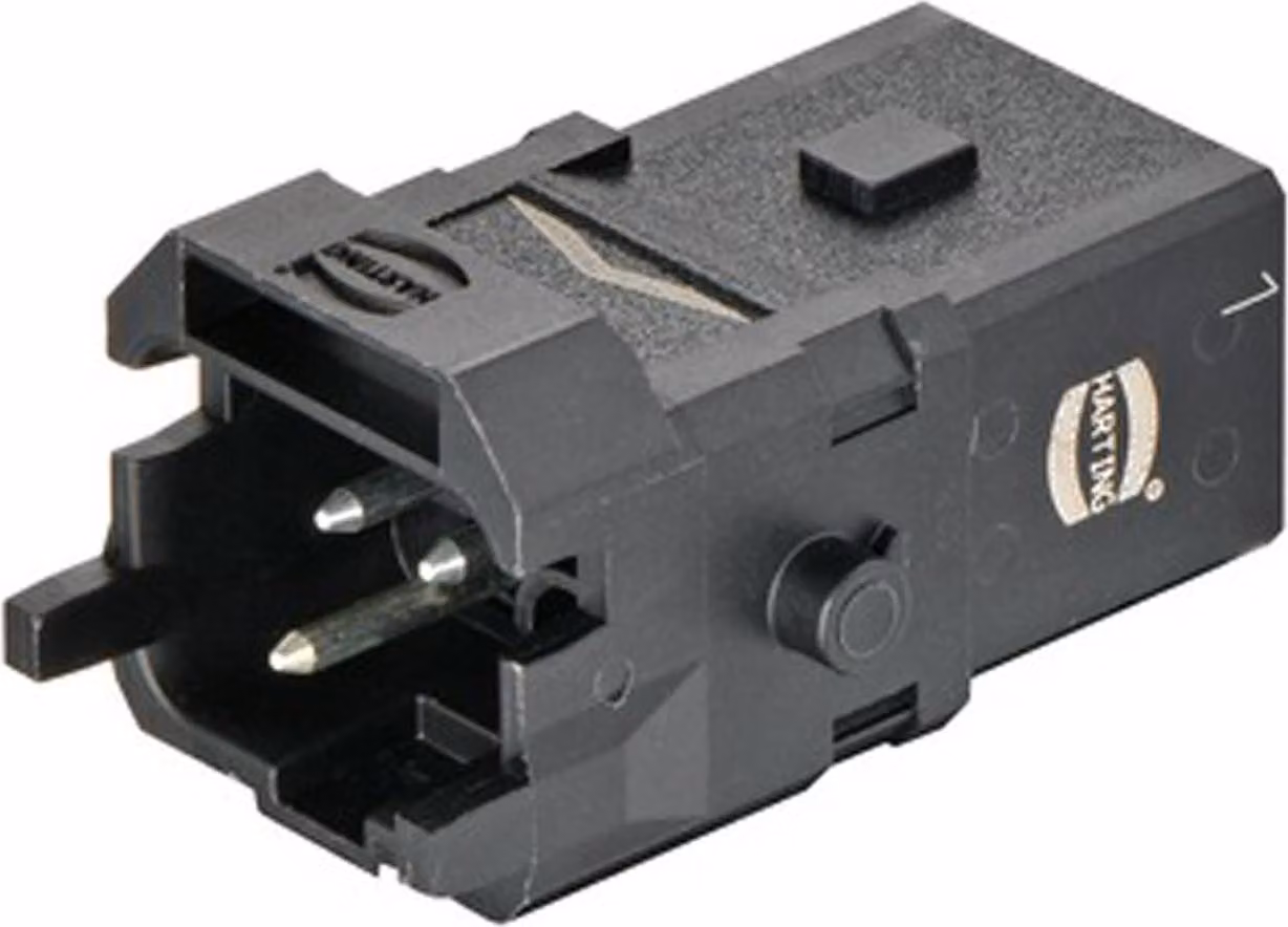 Connettore compatto HARTING Han 1A, inserto maschio (M), collegamento a vite, 2 poli + PE, 400 V/230 V, 10 A - 1 pezzo