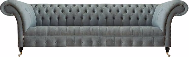 Modern Grau Chesterfield Viersitzer Sofa Couch Einrichtung Wohnzimmer