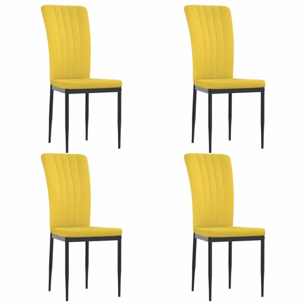 Set di 4 sedie da pranzo vidaXL in velluto giallo con struttura in metallo, ideali per cucina o soggiorno – 2