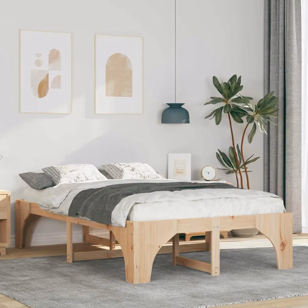 Struttura del letto moderna vidaXL in pino massello marrone L 120 cm x P 200 cm x H 40 cm