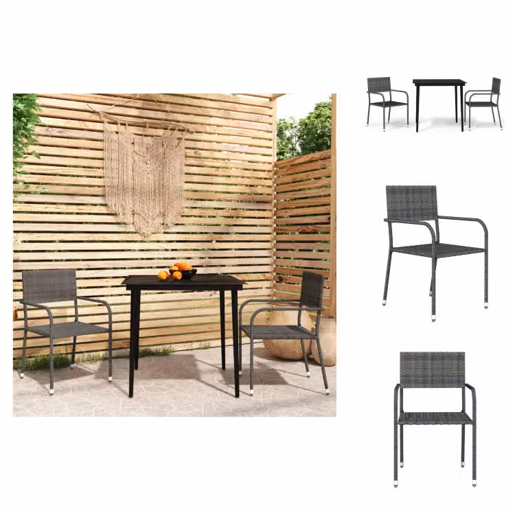 vidaXL Set da pranzo da giardino 3 pezzi grigio - Set di mobili da giardino