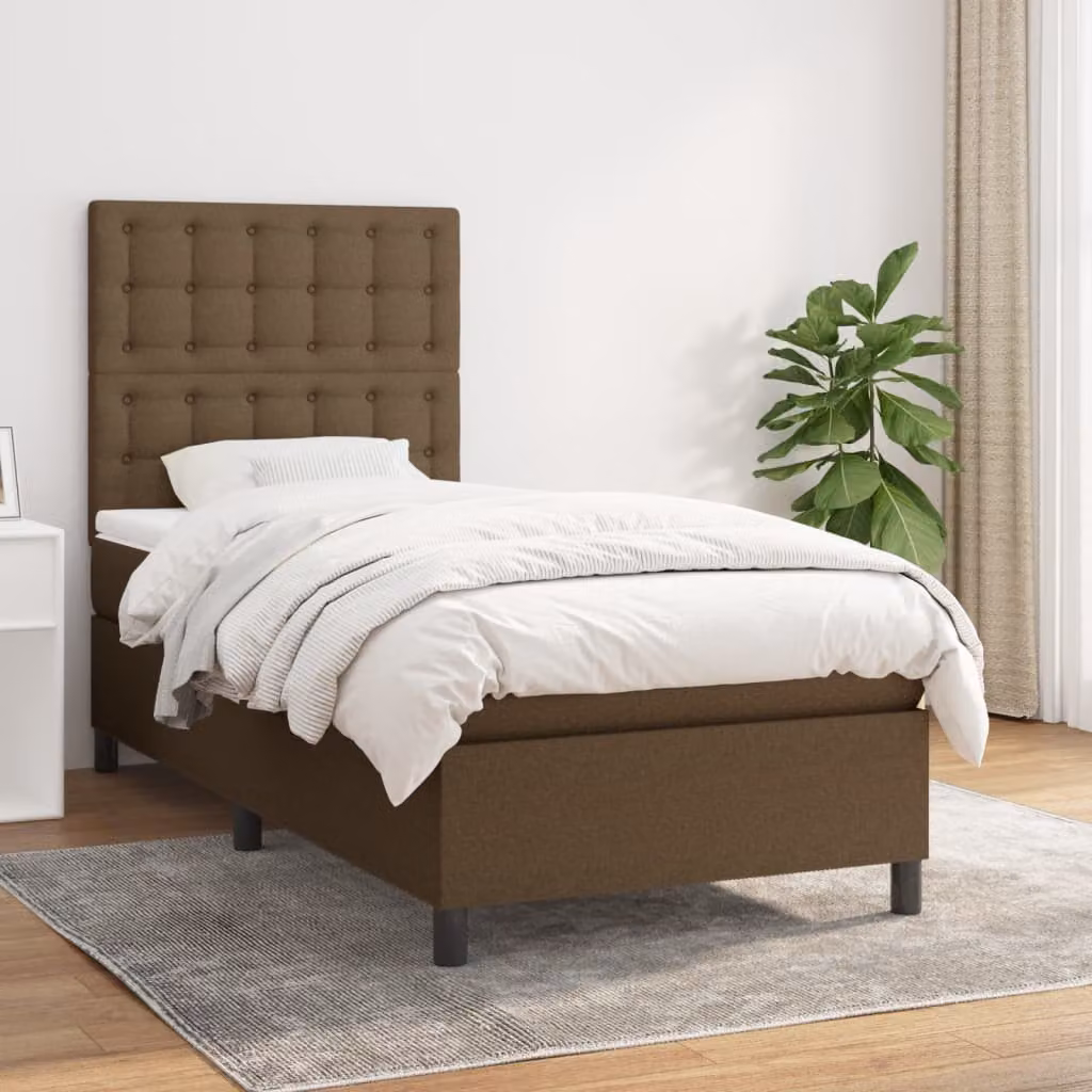 vidaXL Letto Ibrido con Giroletto a Molle e Materasso a Tasche Marrone e Bianco L/P/H: 200 x 80 x 128 cm