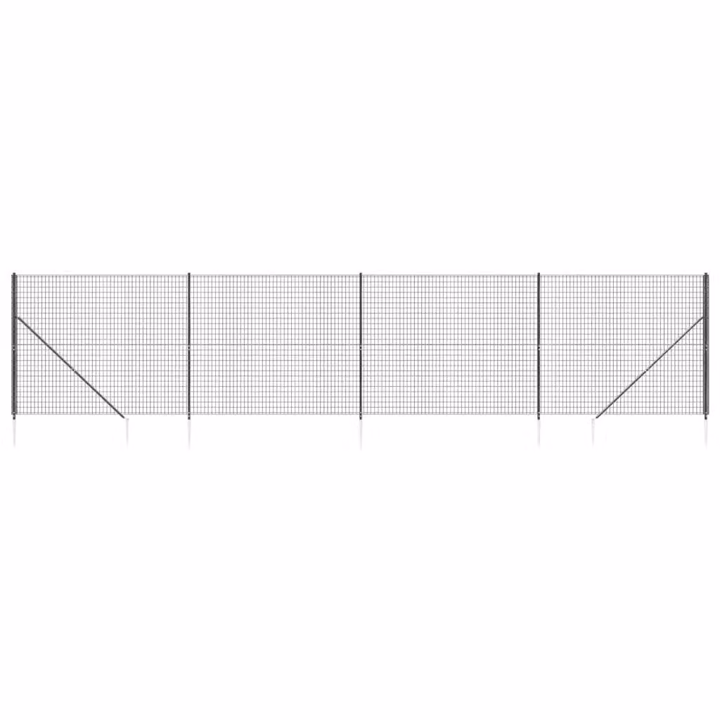 Recinzione Metallica con Picchetti Ancoraggio Antracite 1,4x10m