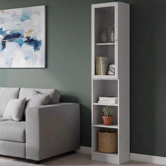 Libreria Greg DMORA, Scaffale Moderno Bianco con Pannello Posteriore, L/P/H: 41 x 28 x 203 cm – 1