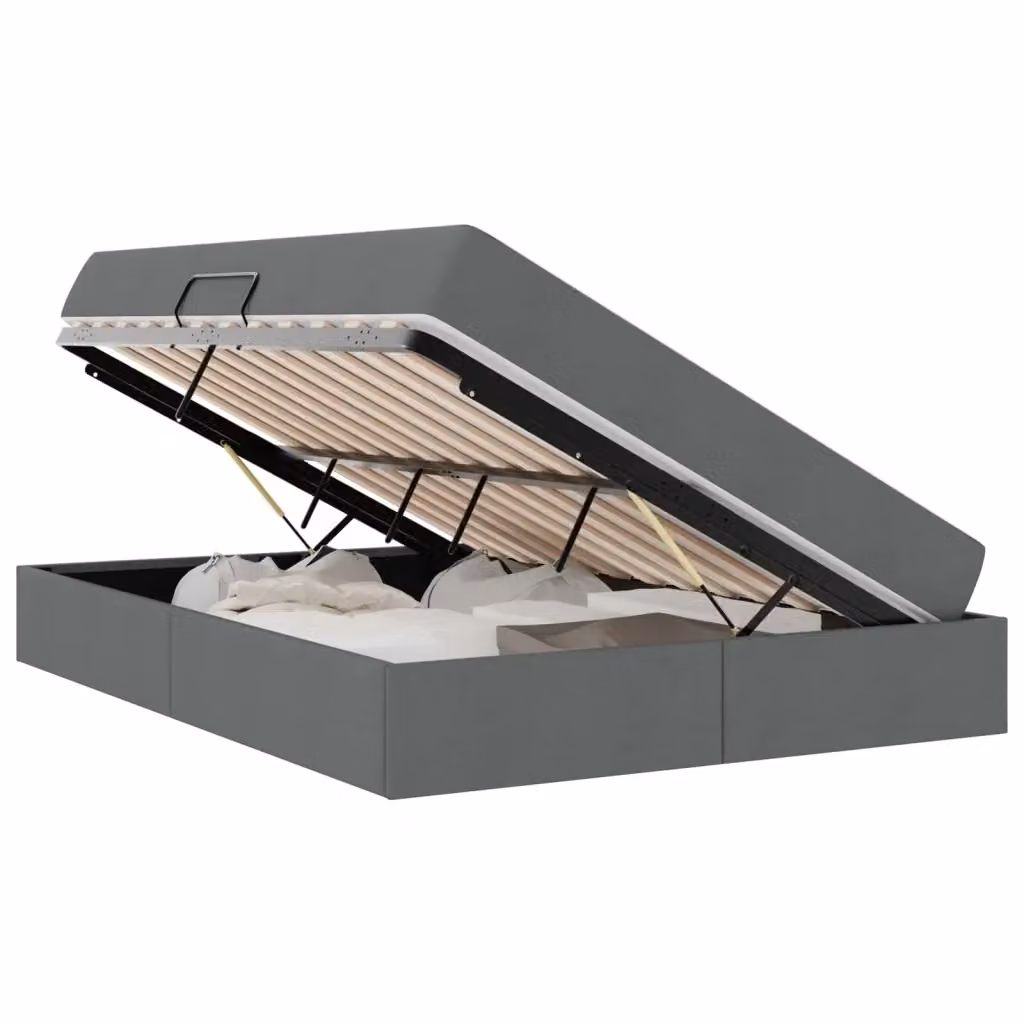 Letto con contenitore e materasso vidaXL moderno in tessuto Grigio e Nero L/P/H: 140 x 200 x 43,5 cm – 2