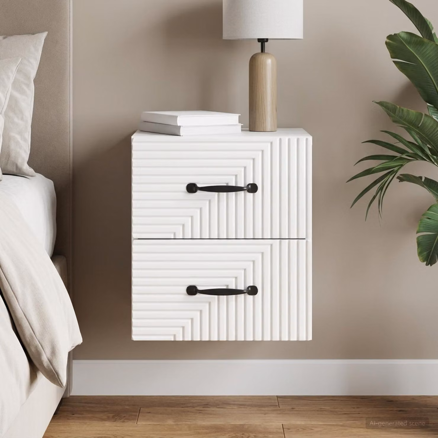 vidaXL Mobiletto da notte sospeso Bianco Lucido L: 34,5 cm, P: 33 cm, H: 40 cm