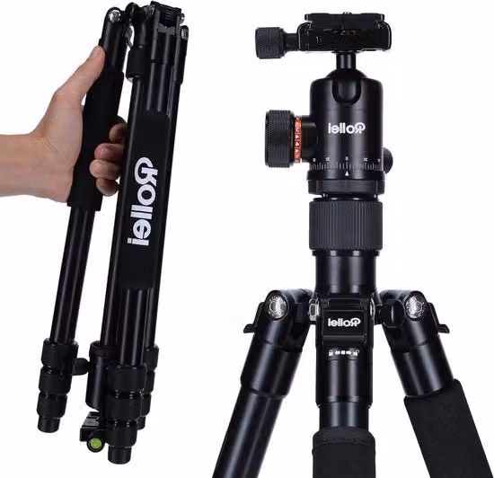 Stativo multifunzionale leggero in alluminio per fotocamera, colore nero