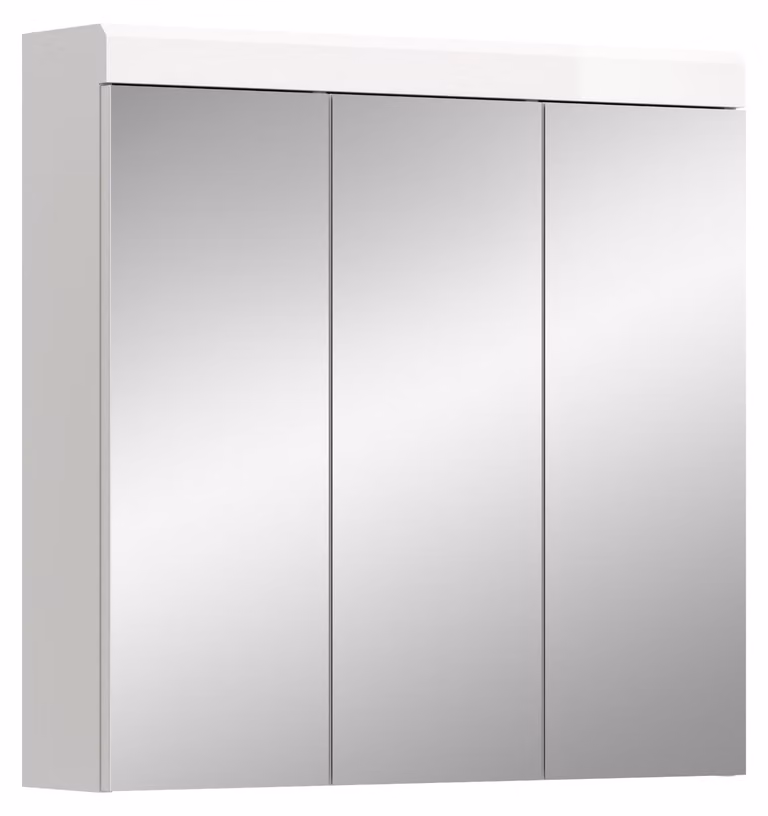 Specchio a muro modello Scout, dimensioni 80x79x18 cm, 3 ante, 6 ripiani, colore bianco