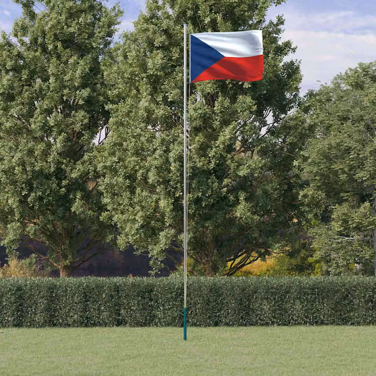 Asta e Bandiera della Repubblica Ceca vidaXL in Alluminio Argento e Poliestere Multicolore, Lunghezza: 6,08 m