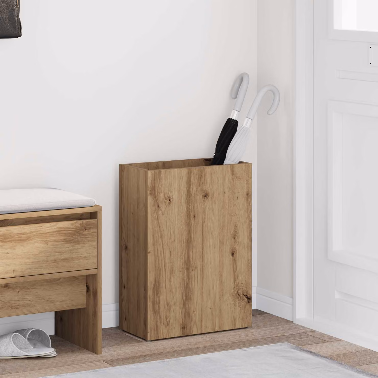vidaXL Supporto per Ombrellone in Legno Rovere Marrone L: 40 cm, P: 20 cm, H: 55,5 cm