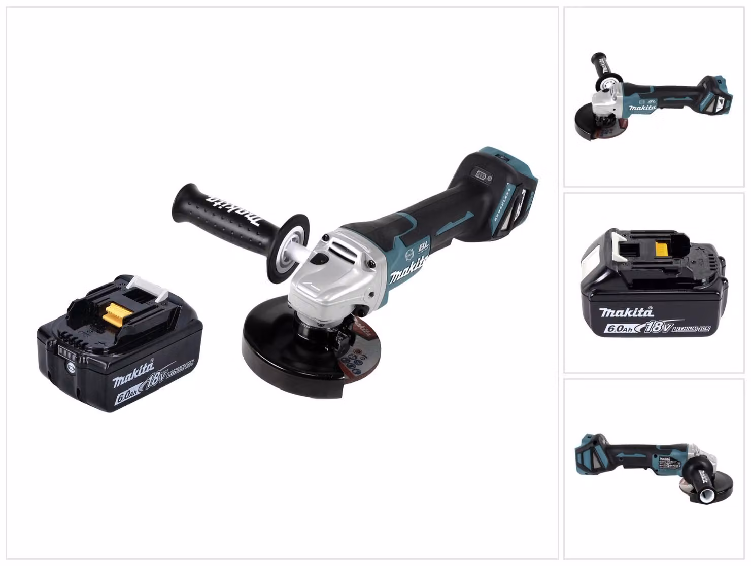 Smerigliatrice angolare a batteria Makita DGA 517 G1 18 V 125 mm brushless + 1x batteria ricaricabile 6,0 Ah - senza caricabatterie