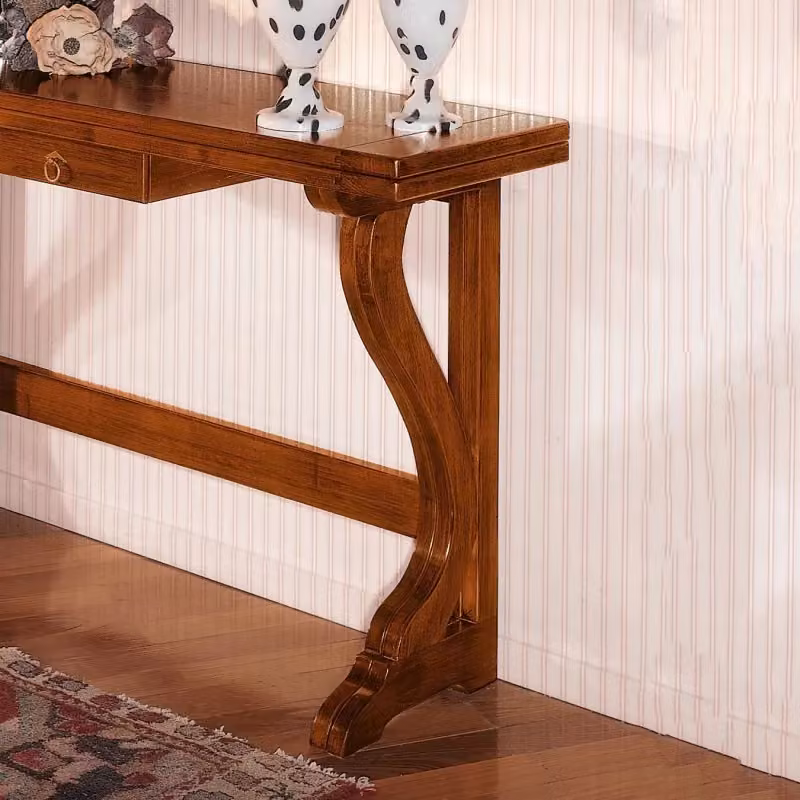 Tavolo consolle in legno marrone con cassetto e piano ribaltabile Mobili 2G L/P/H: 140 x 40 x 83 cm – 2