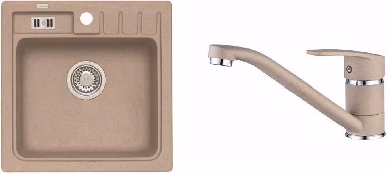Lavello in granito con miscelatore ALVEUS Niagara 20 Beige 55 465x465 mm + miscelatore Nina SETA091