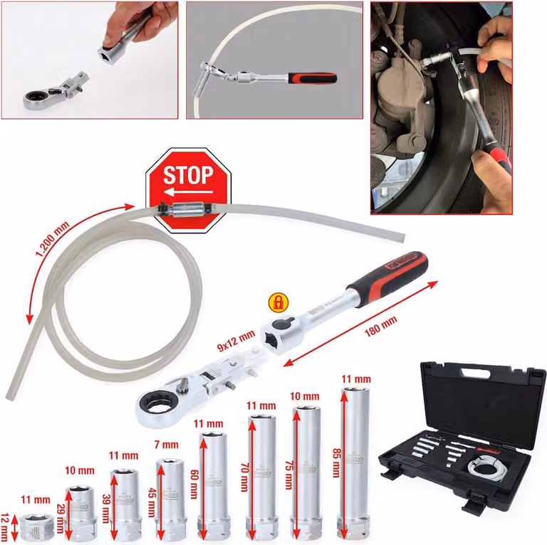 KS Tools Set di chiavi per spurgo freni per VAG, 11 pezzi