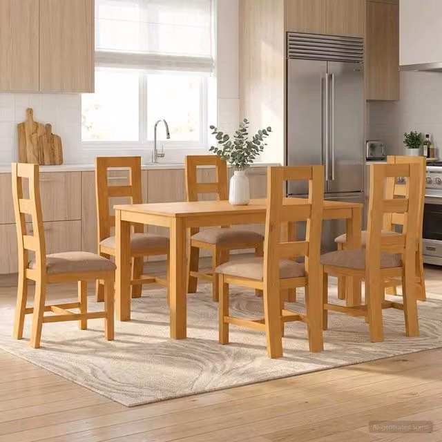 Set da pranzo moderno vidaXL in legno di quercia composto da 7 pezzi, colore grigio e marrone – 1