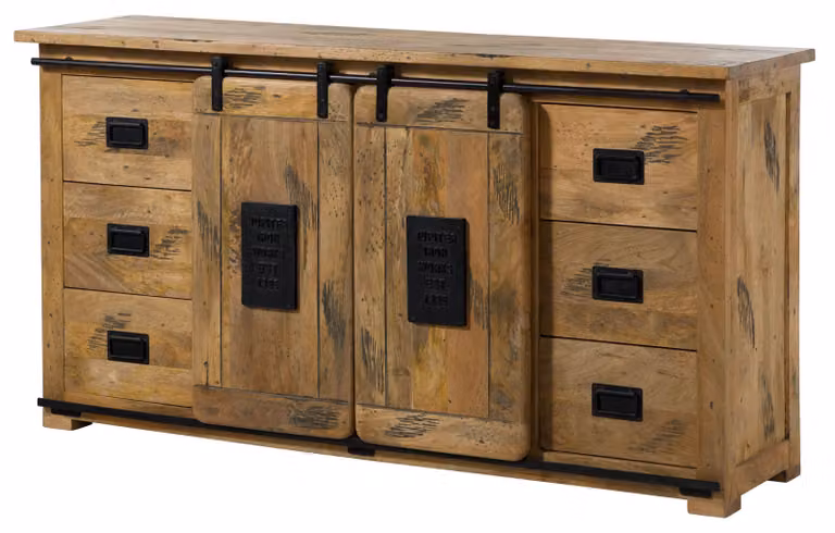 MASSIVMOEBEL24 | Sideboard Mango 170x45x90 natur lackiert RAILWAY #193