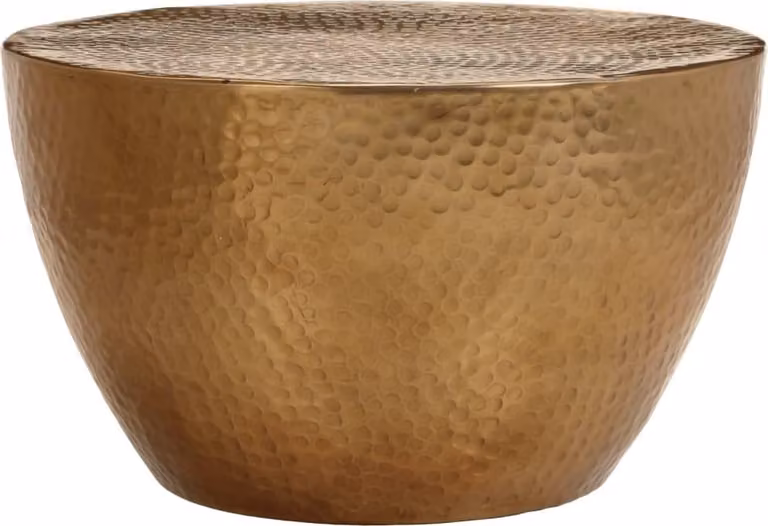Tavolino da Salotto in Alluminio Martellato Ø 50x30 cm Ottone