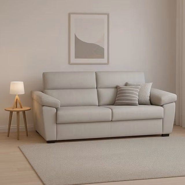 Divano Letto 2 Posti Salorno DMORA Beige con Rivestimento Sfoderabile e Struttura in Legno Made in Italy L: 185 cm, P: 95 cm – 1