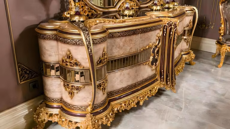Credenza di design dorata - Lussuosa cassettiera in legno - Armadio di design
