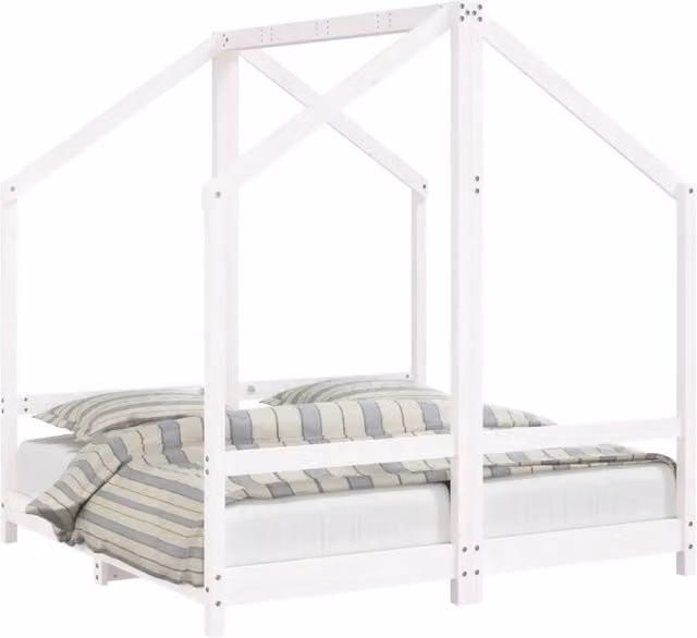 Giroletto per Bambini | Letto Infantile | Lettino Bianco 2x(70x140)cm Legno Massello Pino