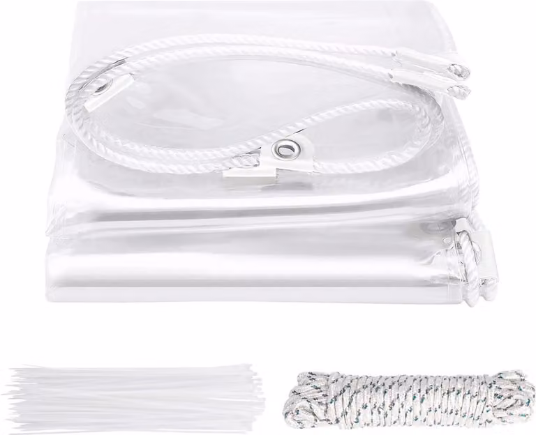 Telone in PVC trasparente - Telone - Impermeabile - Resistente 420 g/m² - Trasparente - Per esterni e giardino - 3 x 5 m - Bianco