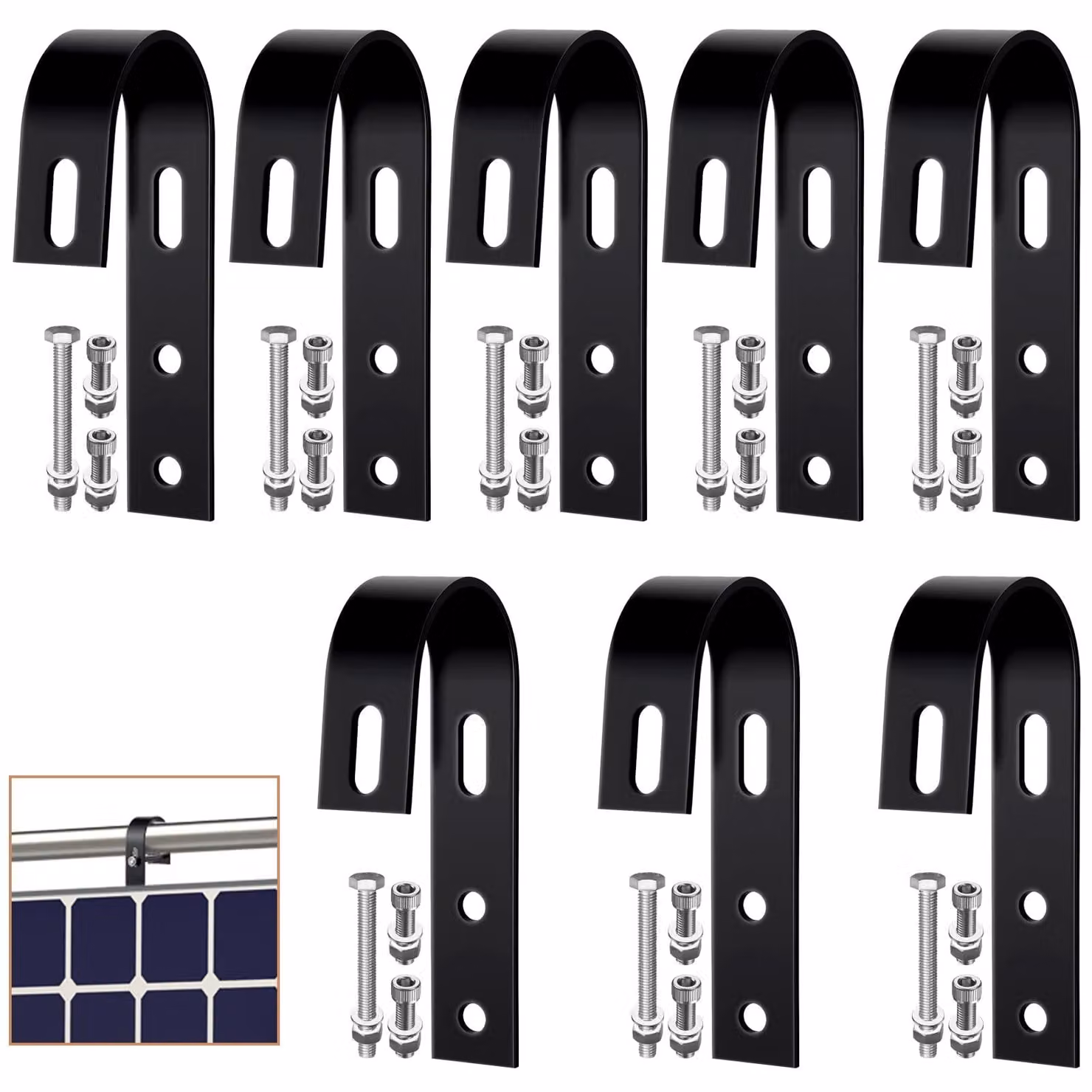 Supporti per impianti fotovoltaici da balcone, 8 pezzi, acciaio inossidabile, regolabili