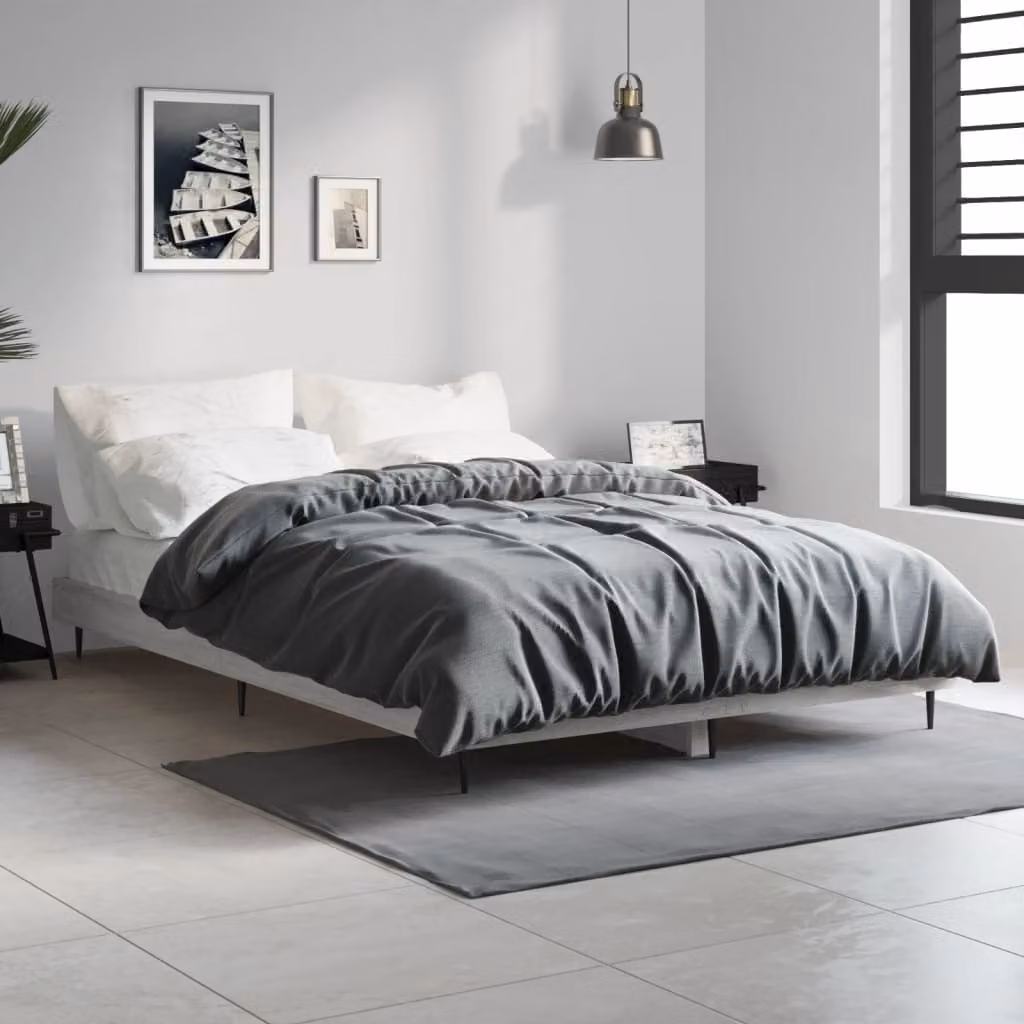 The Living Store Struttura letto grigio Sonoma 120x190 cm in legno