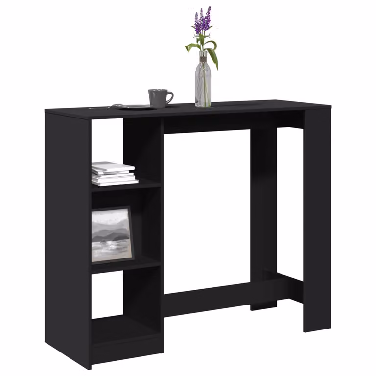 vidaXL Tavolo Bar Moderno con Ripiano in Legno Multistrato Nero L: 124 cm, P: 46 cm, H: 103,5 cm