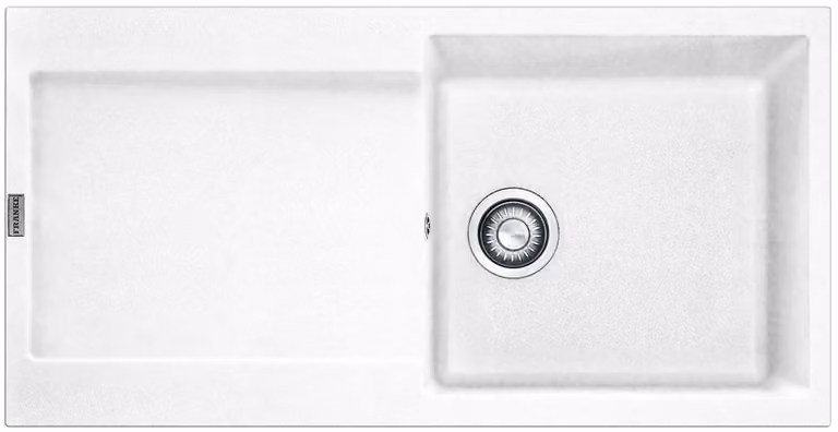 FRANKE MARIS MRG 611-100 lavello in GLACIER con valvola a pulsante / Dimensioni di incasso 950 x 480 mm / Lavello in granito / Lavello da appoggio / Lavello da incasso