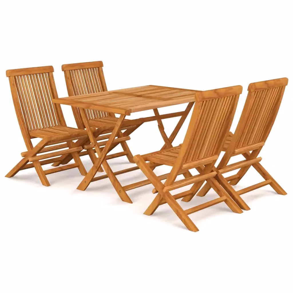 Set da pranzo da giardino vidaXL in legno di teak marrone composto da 5 pezzi – 2