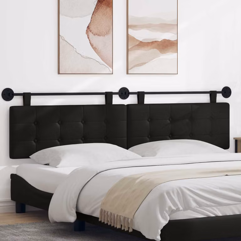 Testiera sospesa vidaXL in similpelle nera con design moderno e pannelli imbottiti