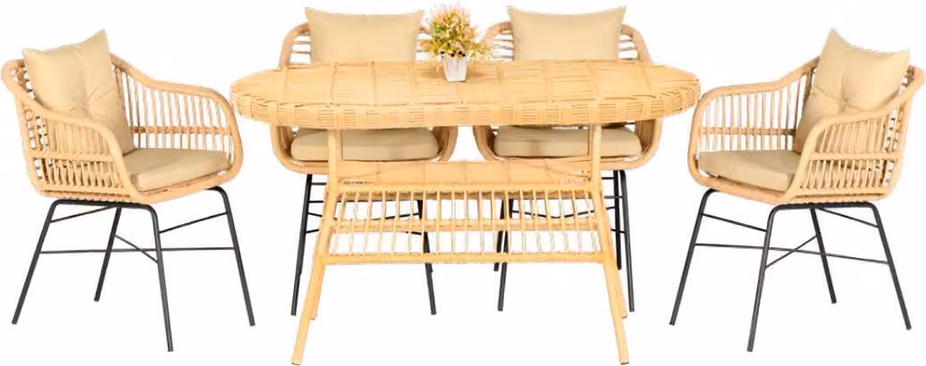 Esstisch 4x Stühle Garten Möbel Set 5tlg Terrasse Balkon Luxus Design Garnitur
