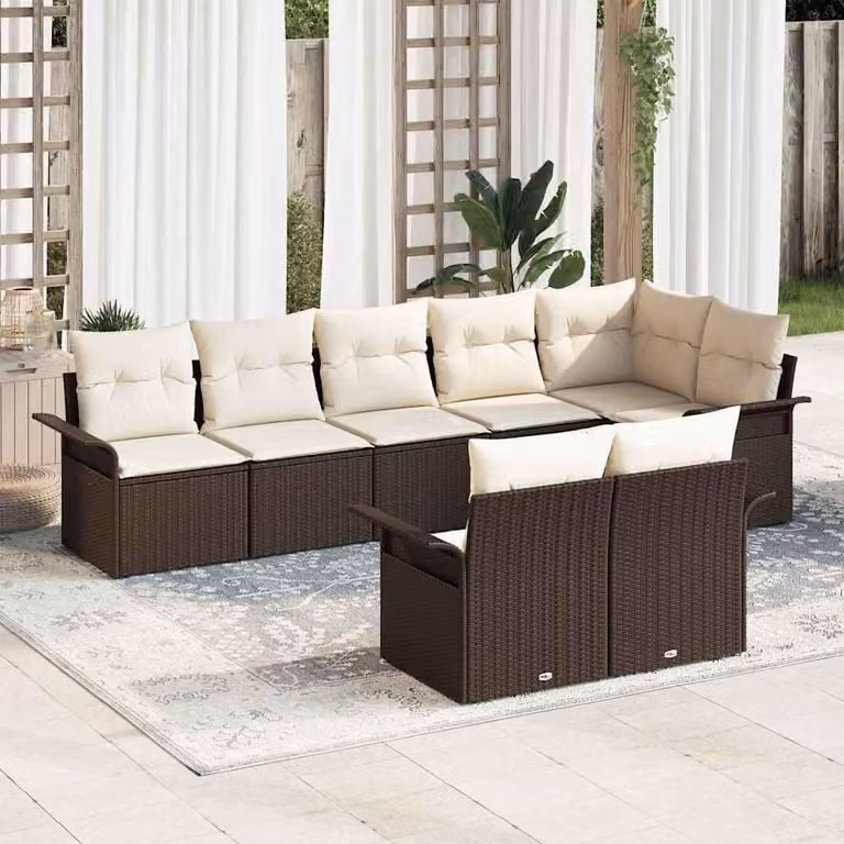 Maison Exclusive - Set Divano da Giardino 8 pcs Marrone polyrattan