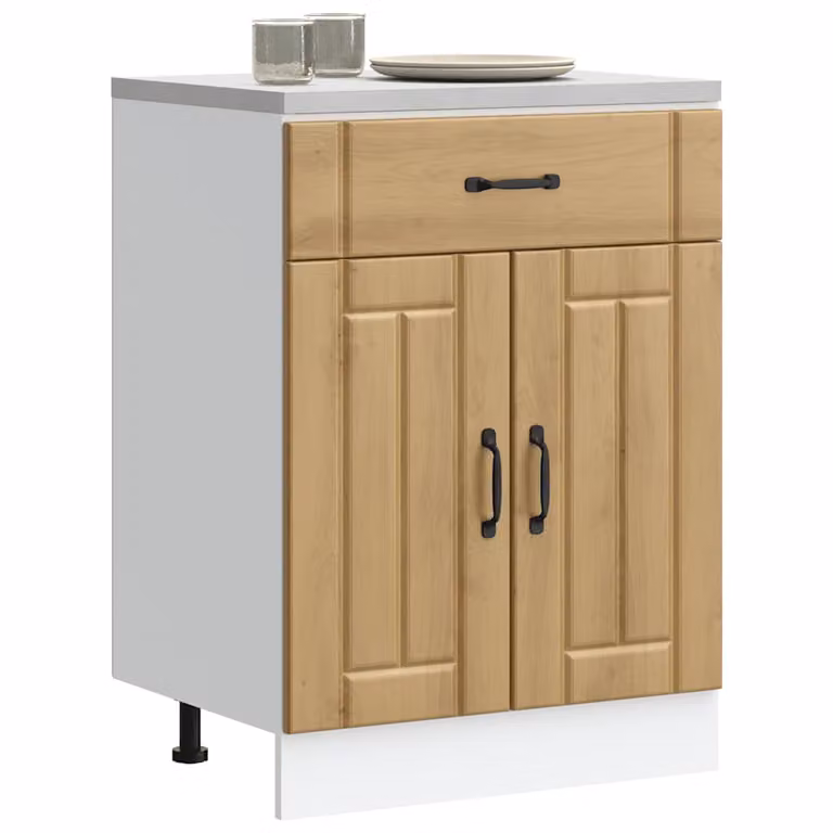 Base da cucina moderna vidaXL Lucca in legno MDF, marrone e bianco, L: 60,0 cm, P: 46,0 cm, H: 81,5 cm