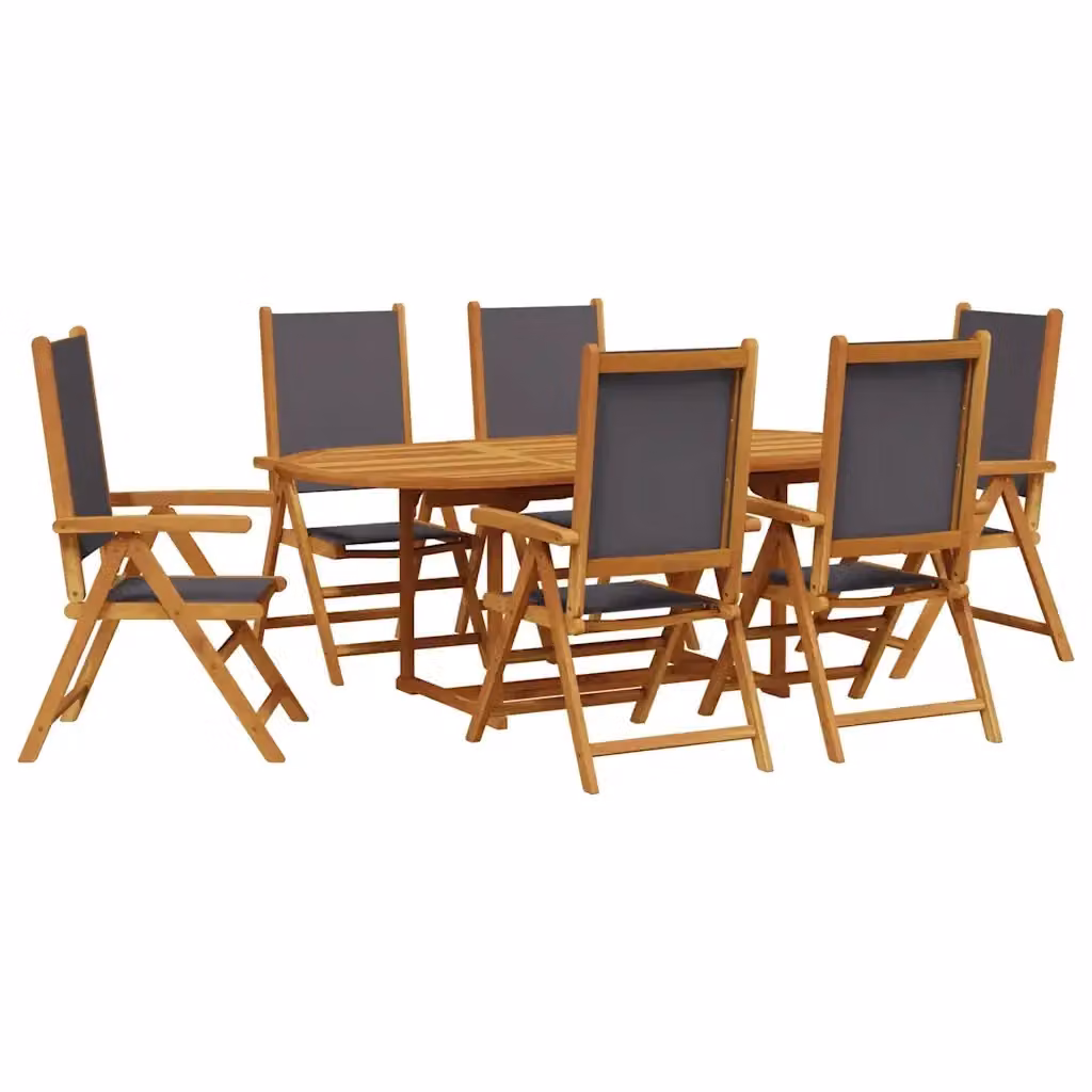 Set da pranzo da giardino vidaXL in polyrattan e legno di acacia con tavolo estensibile, 7 pezzi, antracite – 2