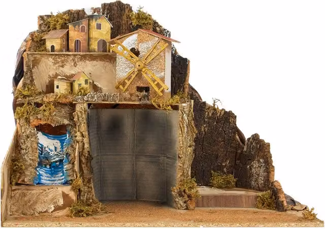 Presepe Napoletano con Mulino e Cascata EuroNatale Multicolore