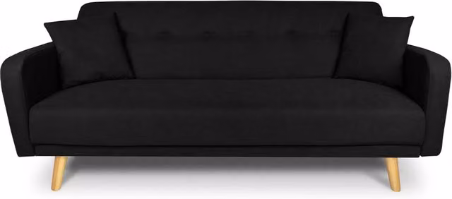 Divano letto clic clac in tessuto vellutato nero, divano 3 posti - Henry - DL-HE10FBC