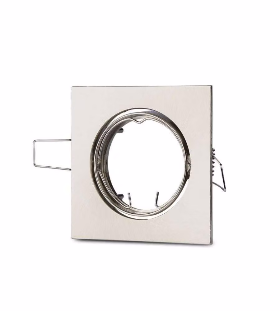 Portafaretto LED da Incasso Quadrato GU10 e GU5.3 (MR16) Colore Nichel Satinato Orientabile